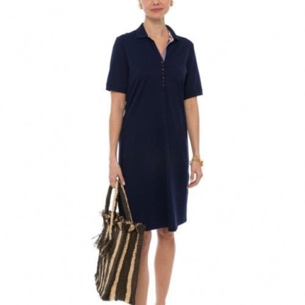 saint James Cotton Polo Dress Navy Blue Size 8